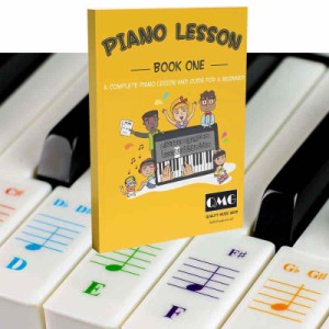 カラーピアノとキーボードのステッカー、完全なカラーノートピアノの音楽レッスンとガイドブック。米国でデザインおよび印刷