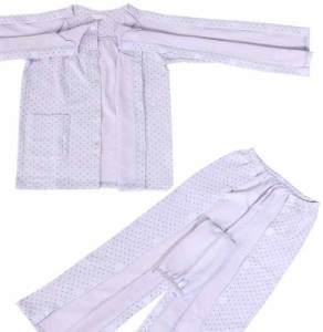 COSMOS_K お世話しやすい機能的介護パジャマ 介護ねまき 上下セット 女性 レディース ふじ色 紫色 (L Regular)