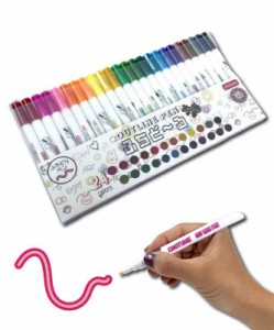 ふちどーる アウトラインペン ふちどりペン マーカーペン 24色セット ケース付き POP デコペン 装飾 (24色セット)