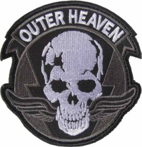 ベルクロワッペン メタルギア OUTER HEAVEN ガイコツ ドクロ スカル (グレー, 濃灰)