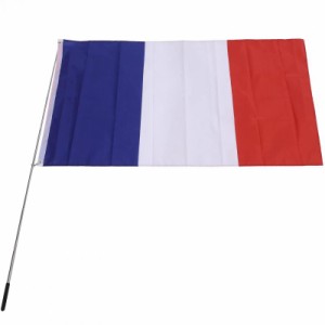 Difounmas 国旗セット フランス国旗 旗棒 伸縮式 フラッグサイズ 90×150cm 伸縮旗ポール 手旗棒 155cm 国際交流 フェスティバル イベン