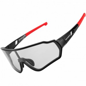 ロックブロス 偏光サングラス 釣り 調光サングラス スポーツサングラス 軽量 UV400 自転車 ゴルフ 登山 ピクニック 防風 メンズ (黒赤/透