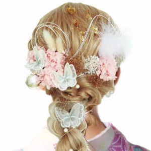[ANJOU] 髪飾り 成人式 卒業式髪飾り 結婚式 和装 髪飾り 造花飾り 蝶々 和玉 赤 ヘアアクセサリー ゴールド 水引 ヘッドパーツ あじさい