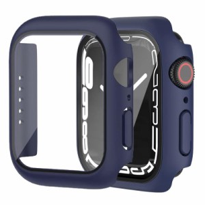 GOCROWEEN for Apple Watch7 41mm ケース アップルウォッチ7カバー ガラスフィルム+PCフレーム 一体型 (45MM, ブルー)