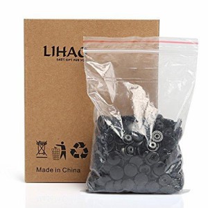 LIHAO スナップボタン プラスナップ 100組 黒 ブラック 12mm