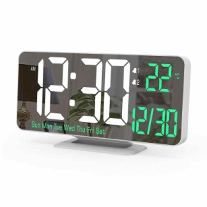 KOSUMOSU 目覚まし時計 時計 デジタル時計 置き時計 6.7インチミラー時計 掛け時計 明るさ調整可能なLED 時計 寝室、リビングルーム用デ