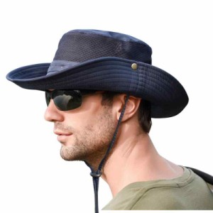 [Gokamoi] サファリハット メンズ 大きいサイズ UVカット 帽子 メンズ [2WAY・メッシュ通気・日焼け・折りたたみ] 軽量 サイズ調節可能 