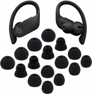 ALXCD 交換用イヤーチップ Powerbeats Proヘッドホン用 8ペア S/M/L/D 4サイズ ソフトシリコンイヤホンチップ Powerbeats Pro用 (ブラッ