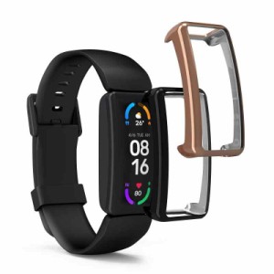 kwmobile 2x ケース 対応: Fitbit Inspire 3 / Inspire 2 / Ace 3 カバー - フルカバー シリコン 耐衝撃 全体保護 透明 (黒色 / ピンクゴ