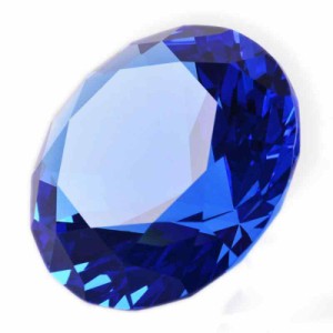 多色透明 水晶 ダイヤモンド 80mm ペーパーウェイト ガラス 文鎮 装飾品【ギフトボックス】 (水色)
