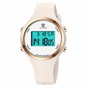 腕時計 レディース うで時計 メンズ デジタル腕時計 男女兼用 子供腕時計 スポーツウォッチ 多機能付け (02-クリーム)