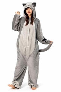[OLAOLA] 着ぐるみ パジャマ 猫 可愛い 大人 ハロウィン 動物 部屋着 着ぐるみパジャマ コスチューム 仮装 もふもふ 暖かい 部屋 防寒 対