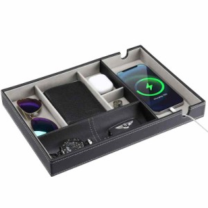 ProCase メンズ バレットトレイ ナイトスタンドオーガナイザー メガネ 鍵 財布 スマホ 腕時計 身の回り品収納 卓上収納 (ブラック)