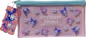 FRIEND SANRIO マイメロディ × クロミ フラットビニールグリッターポーチ 20×10cm ファスナー ペン アクセサリー ケース バッグ (可愛