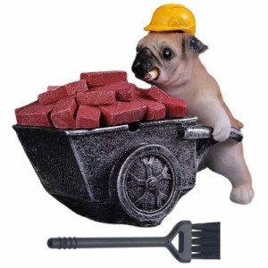 SKYROSEXSDCT 灰皿 卓上 おしゃれ パグの灰皿 防臭 大容量 樹脂製 蓋つき オフィスの装飾用/家庭/おもしろ誕プレ (建設車両犬)