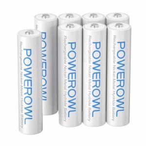 Powerowl単4形充電式ニッケル水素電池 大容量 自然放電抑制 環境保護 電池収納 (単4形8個パック)