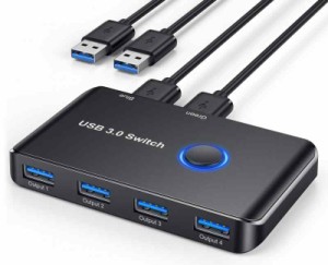 4K KVMスイッチ HDMI KVM 切替器 2台 コンピューター用 USB HDMIスイッチ キーボード/マウス/プリンターと1台のHDモニターを共有 4K@60Hz