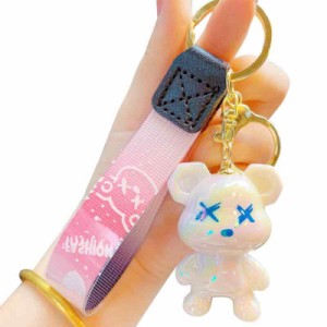 [Ａｍｙｃｕｔｅ] かわいいクマのキーホルダー グラデーション樹脂キーホルダー 携帯しやすい かわいい動物ペンダント 金属キーホルダー 