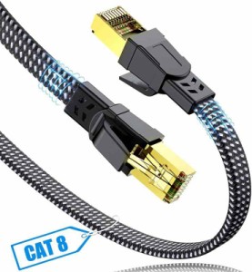 LANケーブル SWECENT CAT8 カテゴリー8イーサネットケーブル RJ45フラットネットワーク lanケーブル 26AWG 超高速 最大40GbpsBASE-T対応 