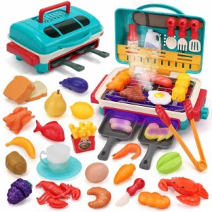 おままごとセット HOLYFUN おもちゃ 知育玩具 玩具安全基準合格 43点セット おままごと 食材 調理器具セット ごっこ遊び バーベキュー 切