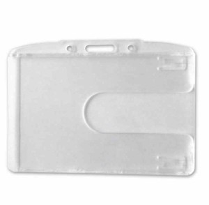 1枚用 IDカードケース ハード 社員証 横型 堅い 取り出しやすい指穴付 AM-003