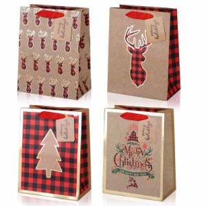 LEMESO クリスマス ラッピング 袋 紙袋 手提げ袋 12枚入 クリスマス 袋 プレゼント 袋 ギフト ラッピング 包装 らっぴんぐ袋 クリスマス
