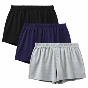 [Kaiyas] ニット トランクス メンズ パンツ 下着 3枚セット 大きいサイズ M-4XL 綿 肌触り良い 無地 吸汗 速乾 通気 (3枚組A, M)