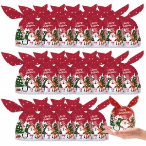 Coollooda クリスマス ギフトバッグ プレゼント ラッピング袋 うさぎ耳 お菓子袋 (50個入) 可愛い サンタクロース クリスマスツリー トナ