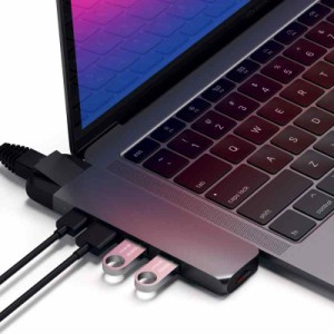 Satechi LANポート付き Type-C Proハブ 4K HDMI出力 USB-C PD ギガビットイーサネット USB3.0ポート カードスロット (スペースグレイ)