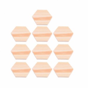 六角形の木製ブロック未完成の木の切り欠き図形10ピース1×5Cmの木のスライスの片名のタグ (1x10cm)