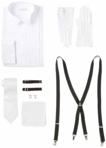 [ドレスコード101] 結婚式 新郎 セット ウエディング、パーティー衣装にも最適 必要なものが揃う ウィングカラーシャツ 白ネクタイ サス