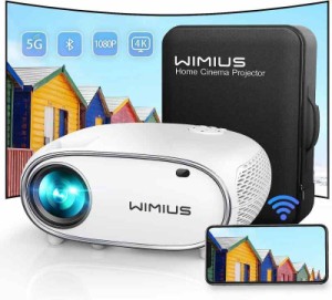 WiMiUS P60プロジェクター 高輝度 15000lm 小型 4K対応 5G&2.4GWiFi Bluetooth5.1 リアル1920*1080解像度 4D/4Pデータ台形補正 天井吊り 