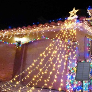 V-Dank イルミネーション ライト LED 350球 ドレープライト クリスマス イルミネーション 防水 屋外 屋内 店舗 家庭 星モチーフ ツリー 