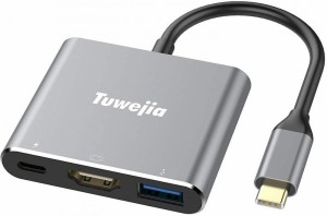 USB Type c HDMI アダプタ Tuwejia usb タイプc ４K 解像度 hdmiポート+USB 3.0ポート+USBタイプC急速PD充電ポート 3-in-1 変換 アダプタ