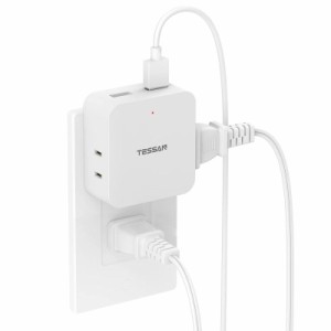 TESSAN USB 電源タップ 3個AC口 2個USBポート 蛸足コンセント タコ足配線 usb タップ usb コンセント タップ コンセント 3口 薄型 雷ガー