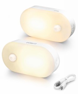 LYRIDZ LEDセンサーライト usb充電式 足元灯 常夜灯 人勧センサー (電球色 2 PACK)