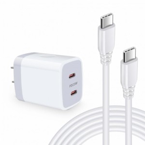 Viviber 急速充電器 Type-C ACアダプター アンドロイド 充電器 タイプcケーブル付き(USB C 2ポート/PD-PPS/PSE認証)スマホ pd充電器 コン