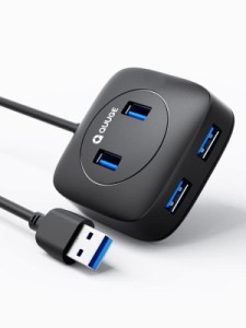 QUUGE USBハブ USB3.0 4ポートハブ 正方形設計 5Gbps高速転送 USB-Aポート USB増設 4口 上と側面両方させる 4IN1 USB ハブ バスパワー 小