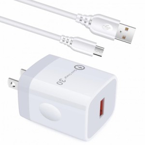 USB充電器 + Micro USB ケーブル (QC3.0(ホワイト))