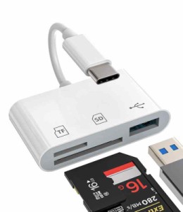 タイプc USB変換アダプター3in1 USB-C to USB A + SD + Microsdカードリーダー3.0 OTGケーブルアダプタType cプラグカメラ TF マイクロsd