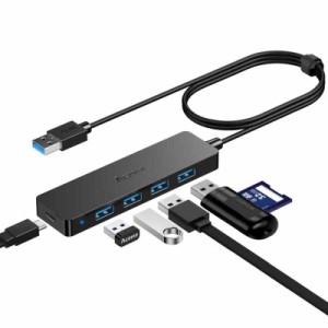 Aceele USB ハブ 4 USB ポート USB 3.0 ウルトラスリム ハブ 60cm 延長ケーブル 在宅勤務 (60cm)