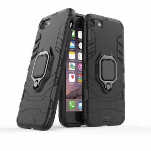 リング ケース 車載ホルダー対応 スタンド機能 艶なし 滑り止め 全面保護 米軍MIL規格 携帯カバー アイフォン 用 (iPhone SE（第3世代）/