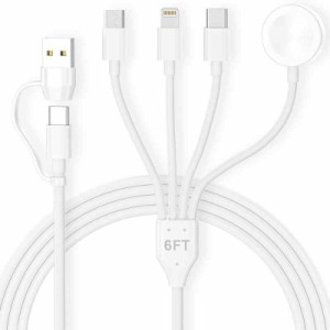 HanCenDa iWatch充電ケーブル (1.8M 6 in 1 Multi Charger Cable-White, 6ft)