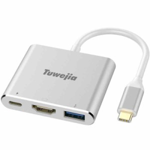 USB Type c HDMI アダプタ Tuwejia usb タイプc ４K 解像度 hdmiポート+USB 3.0ポート+USBタイプC急速PD充電ポート 3-in-1 変換 アダプタ