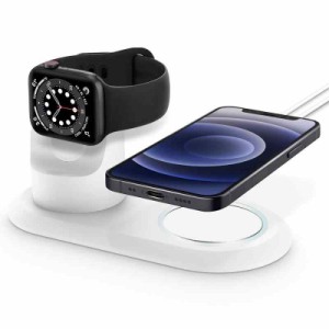 2in1 多機能 Magsafe充電器・Apple watch充電器対応 スタンド シリコン クレードル 同時充電 ドック アップルウォッチ 充電スタンド Mags