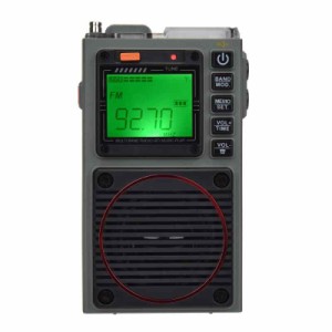 HanRongDa 小型ラジオ APPリモコン FM/中波/短波/VHF/ワイドFM対応 Bluetoothスピーカー MicroSDカード対応 充電式 懐中電灯 SOSアラーム