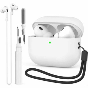 BEAUDOM 超薄型 Airpods Pro2 ケース シリコン保護ケース 分離式 LED可視 全面保護 イヤホン ストラップと多機能掃除道具付き Airpods Pr