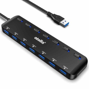 atolla USB ハブ 7ポート USB3.0ハブ 100cmケーブル 個別スイッチ USB hub ウルトラスリム USB拡張 5Gbps超高速転送 Windows/Linux/Mac O