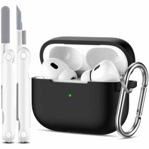 R-fun AirPods Pro 第2/第1世代ケースカバー クリーニングキットと4ペア交換用イヤーチップ(XS/S/M/L)付き 完全保護シリコン Apple AirPo