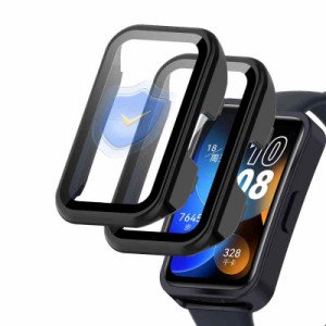 LanQii For HUAWEI Band 8 ケース 【2個セット】 カバー Huawei スマートウォッチ 8 保護ケース ガラスフィルム 高級素材 一体型カバー 